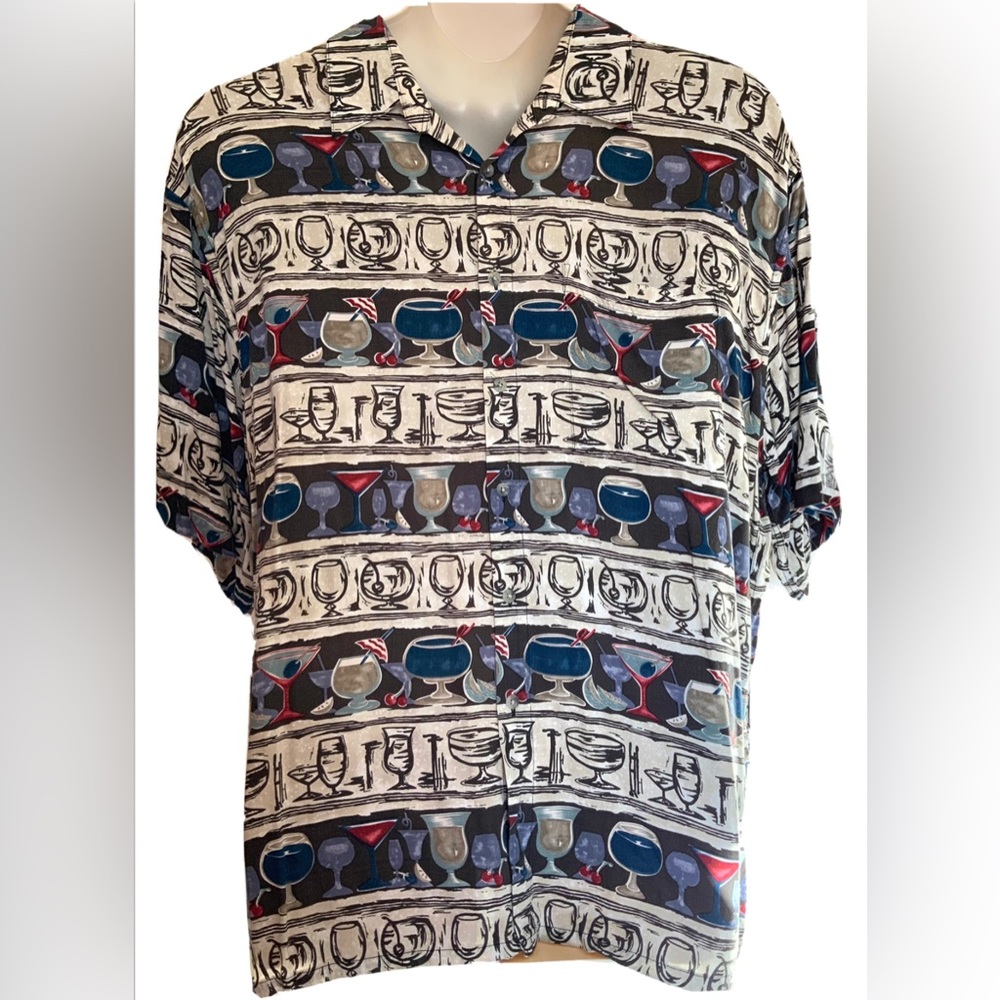 Croft & Barrow Mens Button Down Shirt size XXL Rayon Short Sleeve Tropical